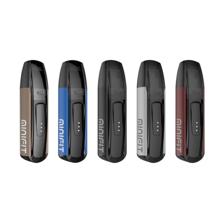Justfog Minifit Pod Mod çeşitleri: Kahve, Mavi, Siyah, Gri, Kırmızı.