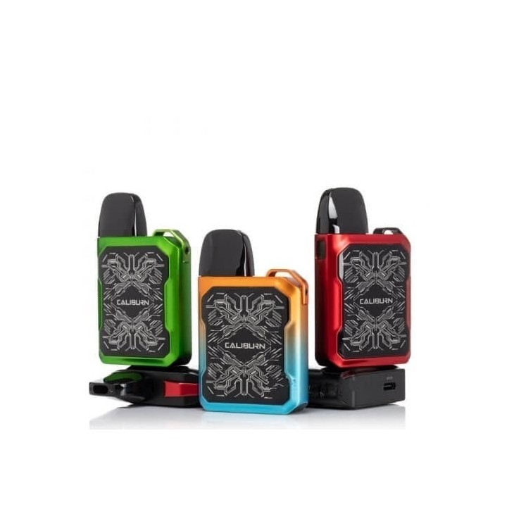 Uwell Caliburn GK2 Pod Mod yeşil, turuncu-mavi ve kırmızı renk seçenekleri