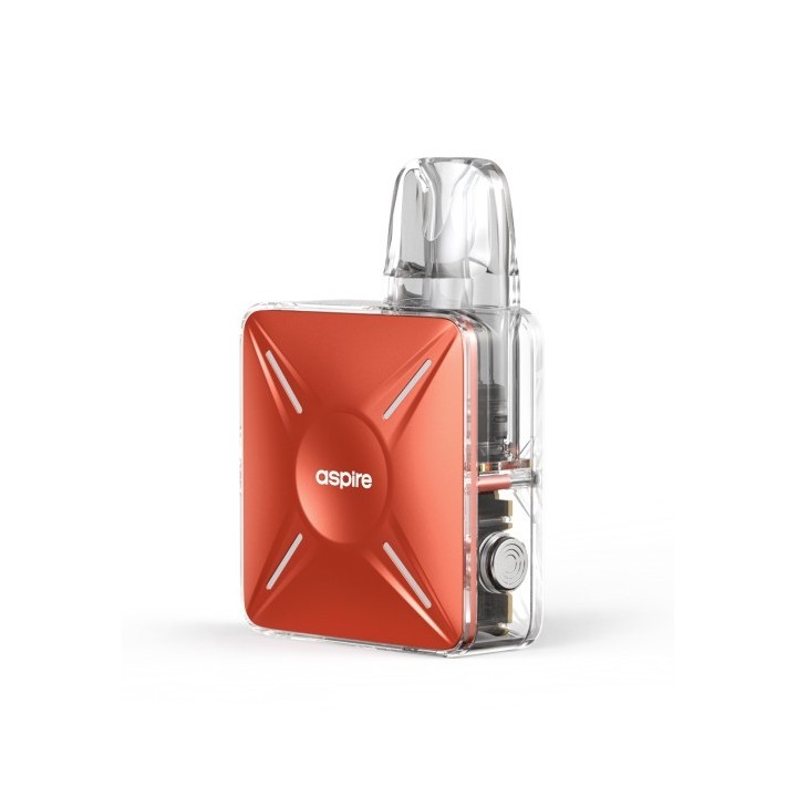 Aspire Cyber X Pod Mod turuncu, şeffaf gövdeli, kompakt elektronik sigara.
