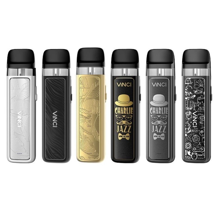 Voopoo Vinci Pod Mod çeşitleri: altın, siyah ve gümüş renkli.