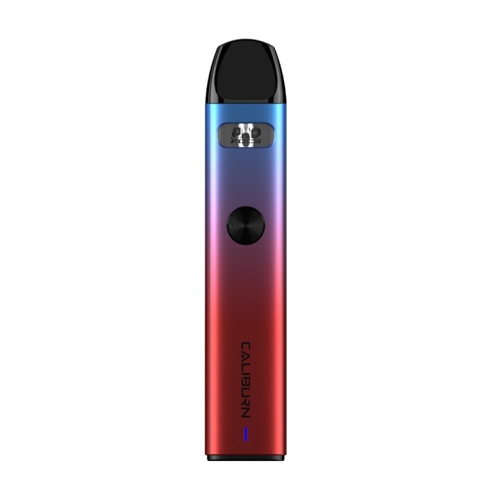 Uwell Caliburn A2 Pod Mod mavi-kırmızı degrade renkli, şık elektronik sigara.