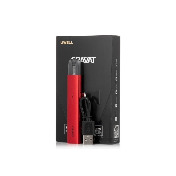 Kırmızı Uwell Cravat Pod Mod Elektronik Sigara ve Şarj Kablosu Kutusu