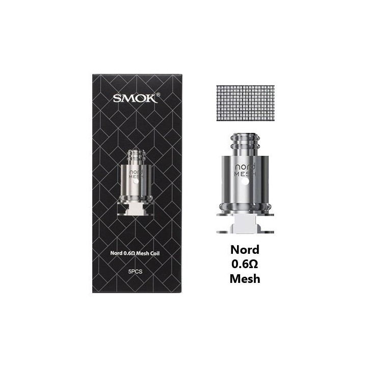 Smok Nord 0.6Ω Mesh Coil 5'li Paket, Gümüş Metal