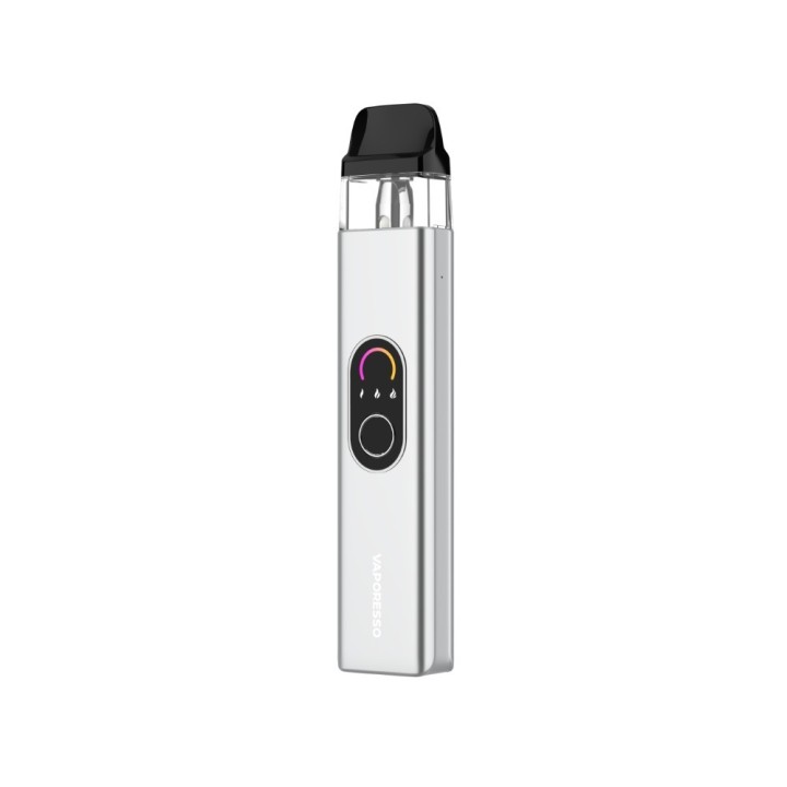 Vaporesso XROS 4 Pod Mod gümüş renkli, şık dijital ekranlı elektronik sigara