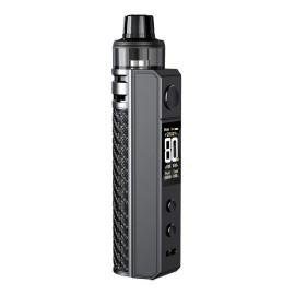 Voopoo Drag H80s Kit Pod Mod gri renkli, karbon dokulu, dijital ekranlı.