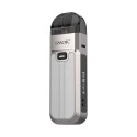 Smok Nord 5 Pod Mod gümüş renkli, deri görünümlü, ayarlanabilir watt vape.