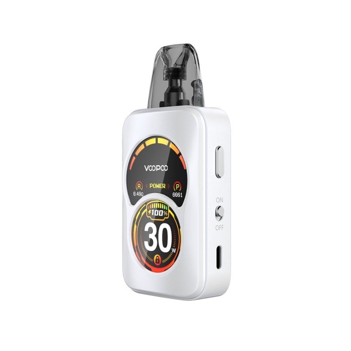 Beyaz Voopoo Argus A Pod Mod, dijital ekranlı kompakt elektronik sigara
