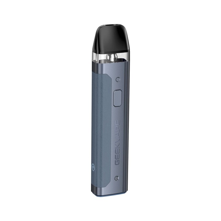 GeekVape AQ Pod Mod Mavi gri gövde ve siyah ağızlık.