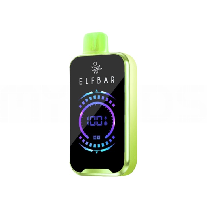 Elf Bar Raya D2 20000 Kullan At yeşil dijital ekranlı elektronik sigara.