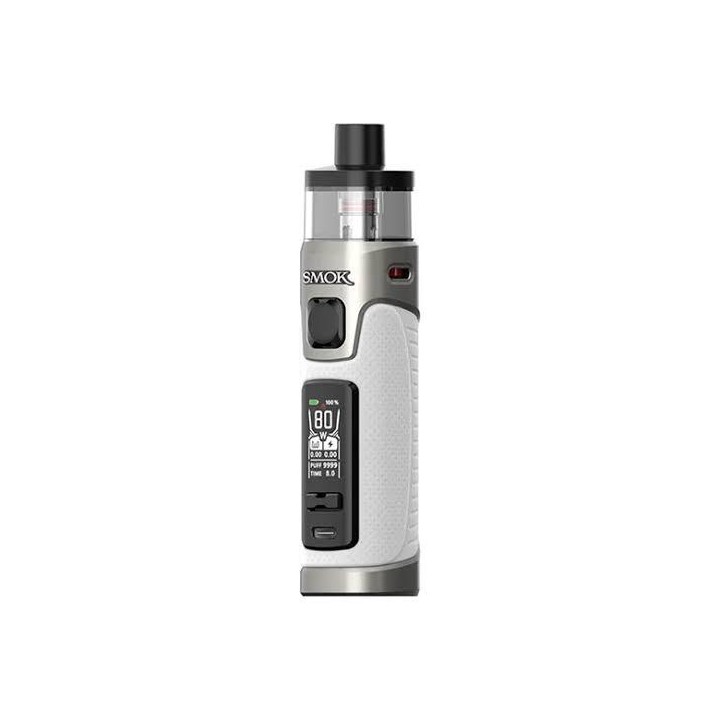 Smok RPM 5 Pro Pod Mod Beyaz Gri, dijital ekranlı elektronik sigara.