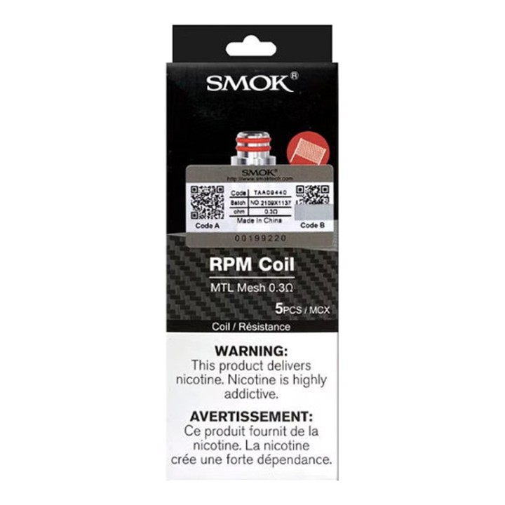 SMOK RPM Coil 0.3ohm MTL Mesh Coil Paketi, Siyah Kutu