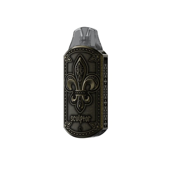 Uwell Sculptor Pod Mod antik bronz, kabartmalı fleur-de-lis tasarımlı.