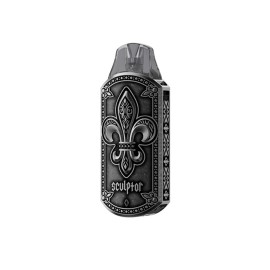 Uwell Sculptor Pod Mod gümüş renkli, işlemeli, retro tarzı elektronik sigara.