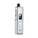 DotMod DotAMP Pod Mod gümüş renkli, dijital ekranlı elektronik sigara.