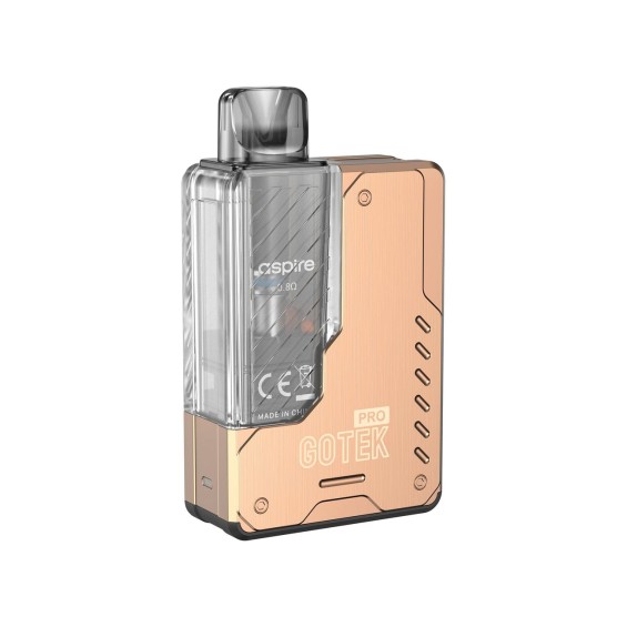 Aspire Gotek Pro Pod Mod altın rengi, kompakt ve şık elektronik sigara.