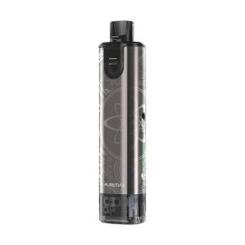 SX Mini PureMax Pod Mod, gri renkli, atomik desenli elektronik sigara.