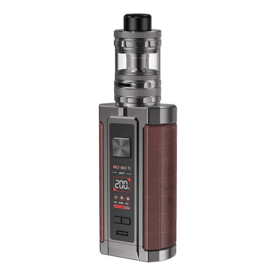 Aspire VROD Pod Mod kahverengi krokodil desenli, güçlü elektronik sigara.