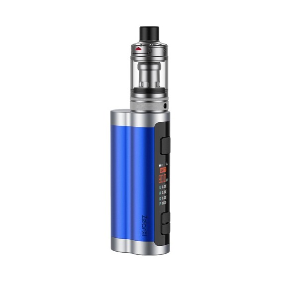 Aspire Zelos X Pod Mod mavi renkli, dijital ekranlı, şık elektronik sigara.