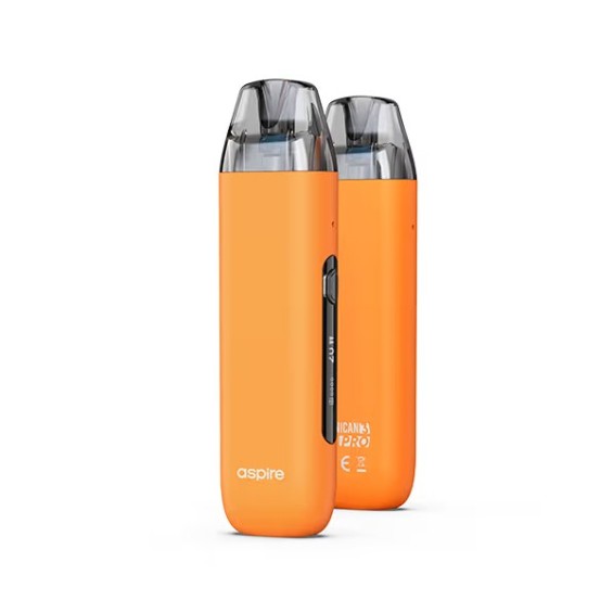 Aspire Minican 3 Pro Pod Mod turuncu, kompakt vape cihazı ve ekranlı.