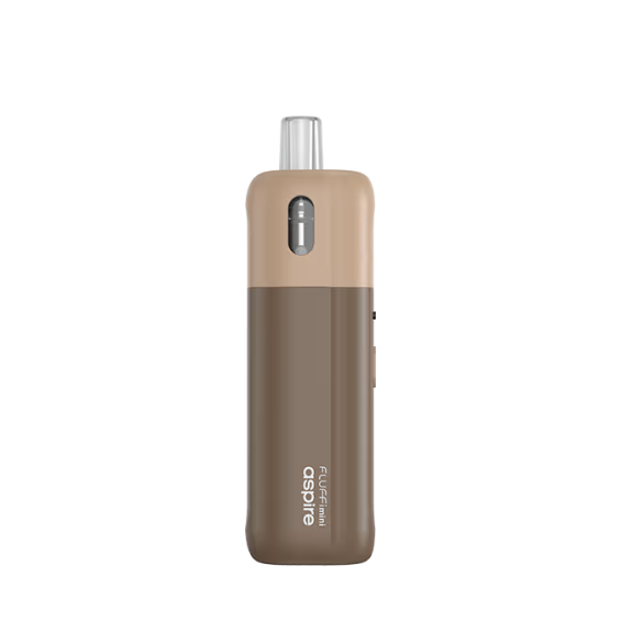 Aspire Fluffi Mini Pod Mod kahverengi/bej, kompakt elektronik sigara cihazı.