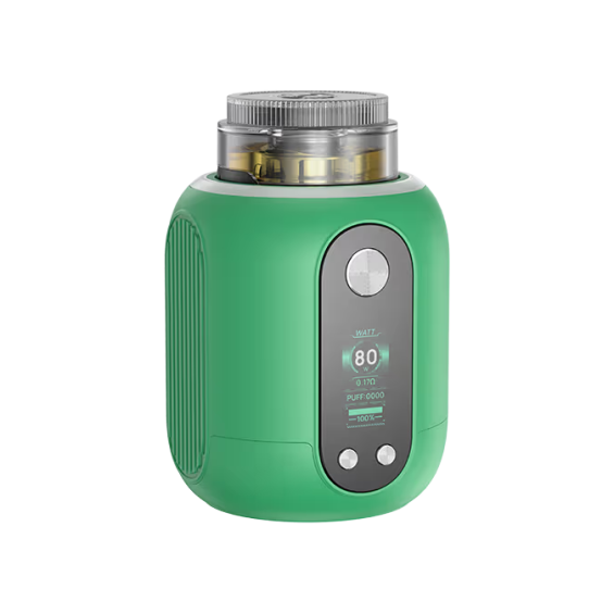 Aspire Proteus Mini E Hookah yeşil renkli, dijital ekranlı kompakt nargile cihazı.