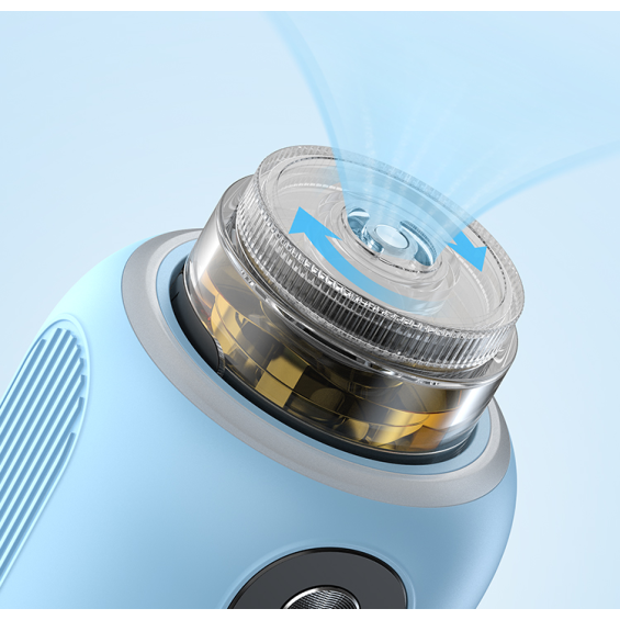 Aspire Proteus Mini E Hookah mavi gövde ve döner üst kısım detayı.