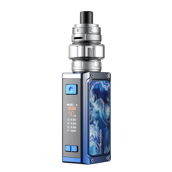 Aspire Rover Plus Pod Mod, mavi desenli, ayarlanabilir watt elektronik sigara.