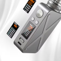 Aspire Revolto Pod Mod gri renk, 220W ayarlı dijital ekran gösterimi.