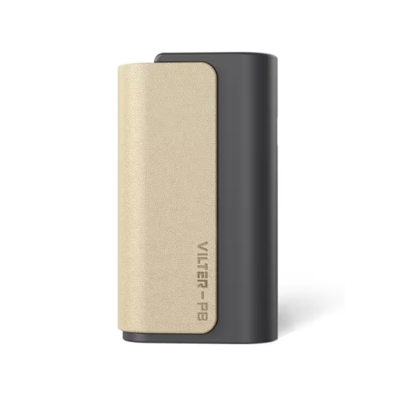 Aspire Vilter Power Bank bej/krem ve antrasit renkli, deri dokulu.
