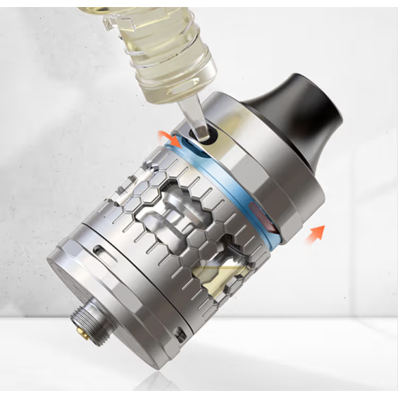 Aspire Atlantis GT Kartuş dolum göstergeli, metalik gri, petek desenli atomizer