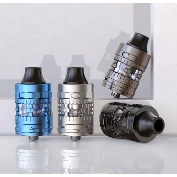 Aspire Atlantis GT Kartuş mavi, gümüş ve siyah renk seçenekleri.