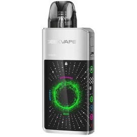 GeekVape Digi Q Vista Pod Mod gümüş renkli, dinamik ekranlı elektronik sigara.