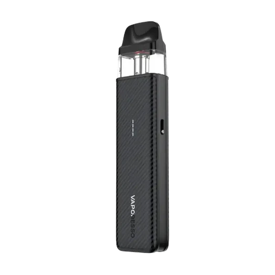 Vaporesso XROS 5 Mini Pod Mod siyah karbon fiber kaplama, kompakt tasarım