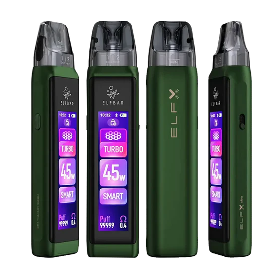 Yeşil Elf Bar ELFX Ultra Pod Mod, 45W ekranlı, şık elektronik sigara