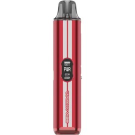 Kırmızı Vaporesso Vibe Pod Mod, yarış çizgili, 20W ekranlı elektronik sigara.