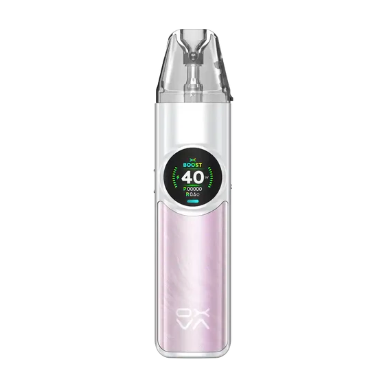 OXVA NeXlim Pod Mod pembe, ekranlı, şık elektronik sigara cihazı.