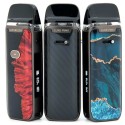 Vaporesso Luxe PM40 Pod Mod çeşitleri: Kırmızı Ahşap, Karbon, Mavi Mermer.