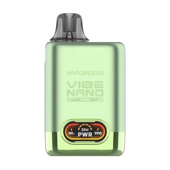 Vaporesso Vibe Nano Pro Pod Mod açık yeşil, 20W ekranlı kompakt elektronik sigara.