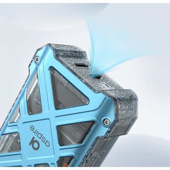 Aspire Gotek X 2 Pod Mod Mavi şeffaf gövde detaylı yakın çekim.