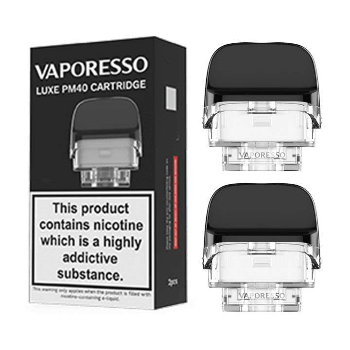 Vaporesso Luxe PM40 Kartuş 2'li Paket, Siyah Ağızlıklı, Şeffaf Yedek Pod