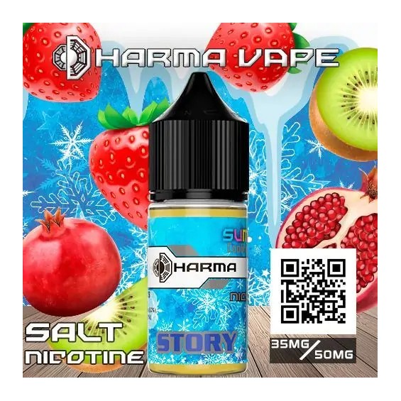 Dharma Story Salt Likit, Çilek Kivi Nar Aromalı, Buzlu Efektli Likit Şişesi