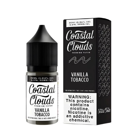 Coastal Clouds Vanilla Tobacco Salt Likit 30ml Siyah Beyaz Ambalaj