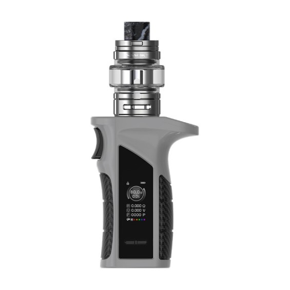 Smok Mag P3 Pod Mod gri renkli, karbon fiber detaylı elektronik sigara.