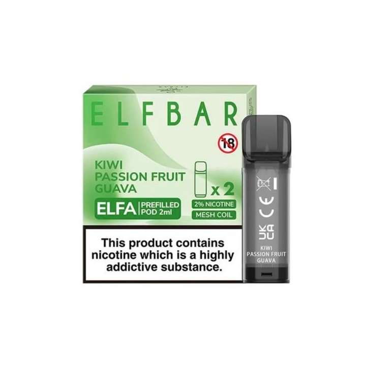 Elf Bar Elfa Kartuş, Kiwi Passion Fruit Guava, 2ml, 2% Nikotin