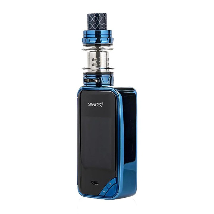 Smok X-Priv Kit mavi renkli, büyük ekranlı, şık elektronik sigara mod.