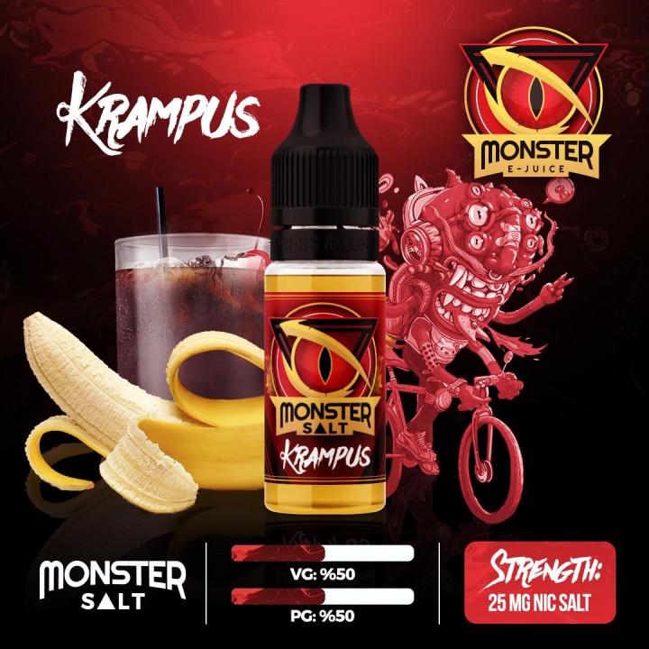 Monster Salt Krampus E-Likit: Muz, Kola ve Kiraz Aromalı Nikotin Tuzu