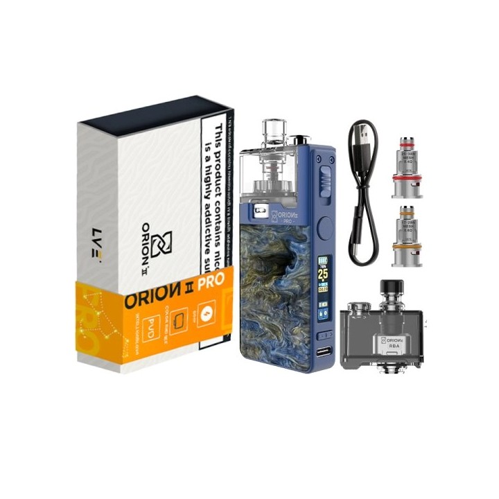 LVE Orion II Pro Blue Pod Kit RBA Seti, Yedek Coil ve Şarj Kablosu