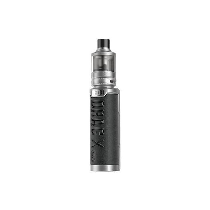 Voopoo Drag X Plus Pro Pod Mod gümüş/siyah, deri kaplama.